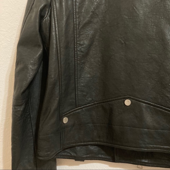7 For All Mankind Black Leather Moto Jacket Size M - Picture 5 of 11